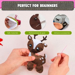Kit de Costura de Animales del Bosque, Creativo y Educativo, Hermoso Kit Completo de Manualidades de Costura con Fieltro de Fácil Perforación para Niños - Product Image 6