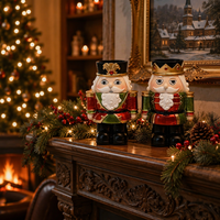 Ensemble de figurines en résine Casse-Noisette Roi Chevalier de Noël, porte-bougie, soldat peint à la main, décoration de table de Noël, cadeau d'art pour la maison