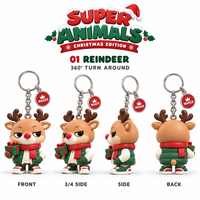 Porte-clés de Noël 3D de haute qualité, porte-clés en PVC personnalisés, porte-clés mignons pour boîte surprise