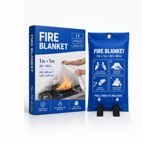 Couverture anti-feu en fibre de verre 1m x 1m, emballage personnalisé OEM, boîte monocolore pour la vente au détail et la distribution en gros