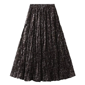 Services personnalisés décontractés femmes Street Wear en mousseline de soie imprimé taille élastique <span class=keywords><strong>jupe</strong></span> <span class=keywords><strong>longue</strong></span> plissée - Product Image 5