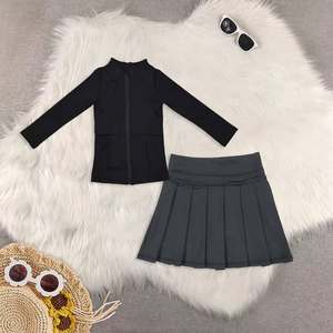 ชุดกีฬาสีพื้น RTS แขนยาวแบบมีซิปสำหรับเด็กผู้หญิง ชุดโยคะเด็กผู้หญิง ชุดออกกำลังกายเด็กผู้หญิง ชุดสองชิ้น - Product Image 4