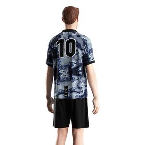 Maillot de football avec col à insert triangulaire, tissage à séchage rapide et configurations de garnitures personnalisées pour les échauffements avant le match - Product Image 4
