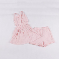 Ensemble décontracté d'été mignon pour enfants, avec short et haut sans manches à volants, imprimé confortable, tenue décontractée pour bébé, taille élégante, costumes pour petites filles