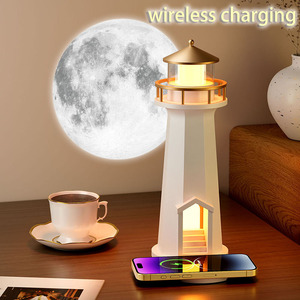 Đa Chức Năng Đầu Giường Hiện Đại Trẻ Em Phòng Ngọn Hải Đăng Trang Trí Di Động Thông Minh RGB <span class=keywords><strong>LED</strong></span> Loa Không Dây Ánh Sáng Ban Đêm Đèn - Product Image 3