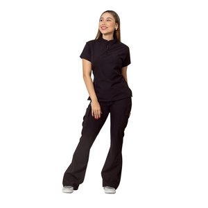 YUHONGサイドスプリットヘムカフススリーブスクラブトップIDバッジ付きスロットテーパーデザイン通気性 - Product Image 2