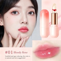 Ensemble de 3 rouges à lèvres floraux transparents en gelée, teinte à lèvres changeante de couleur selon la température et gloss hydratant pour femme, idéal comme cadeau