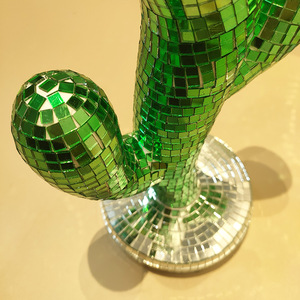 Estatua de Cactus con Espejo <span class=keywords><strong>Disco</strong></span>, Decoración de Cactus con Espejo de Mosaico Verde para Habitación de Estética Tropical, Adorno para el Hogar, Decoración <span class=keywords><strong>Disco</strong></span> - Product Image 2