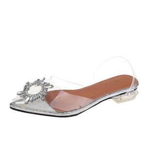 Nice Design Princess Elegant Pointed Party Women Transparent Rhinestone Flat Shoes - Product Image 1
