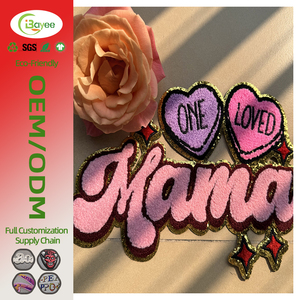 Festivals glitter golden edge chenille embroidery patches Durable Sustained Eco-friendly for clothes - Product Image 1