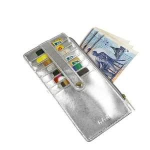 Logo personalizzato stampato dimensioni in pelle pu bottone a pressione porta carte borsa con cerniera borsa portamonete portamonete all'ingrosso