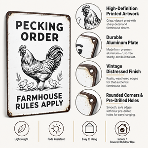 Pancarte en métal rétro « Rooster Chicken » – Décoration <span class=keywords><strong>murale</strong></span> « Cluck Around and Find Out » pour ferme, poulailler et maison - Product Image 5