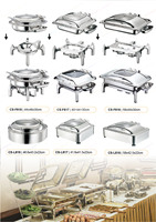 Hochwertiges Edelstahl-Chafing-Dish-Buffet-Set, quadratisch, gold-silber, mit gerolltem Rand, inklusive Glas-Speisewärmer für