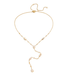 สร้อยคอรูปตัว Y ประดับเพชรทรงหยดน้ำ ทอง 18K ดีไซน์เรขาคณิต เครื่องประดับสำหรับงานปาร์ตี้ - Product Image 5