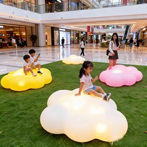 Lámpara Solar para Jardín con Diseño de Nube Blanca, Lámpara para Césped, Instalación Artística Decorativa para Centros Comerciales - Product Image 5