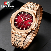 Montre mécanique automatique pour homme en acier inoxydable, personnalisable par TEVISE OEM, avec calendrier, montres-bracelets, Reloj Para Hombre