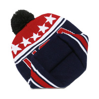 FF4904 unisexe USA drapeau tricot bonnet chapeaux accessoires de vacances hiver chaud acrylique tricoté crâne casquette Jacquard pompon bonnets
