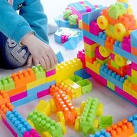 Mainan Blok Bangunan Plastik Besar 40 Potong untuk Usia 5-8 Tahun, Perakitan Puzzle Hewan Alam, Set Edukasi Dini