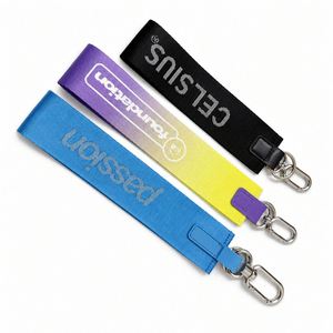 Custom Canada USA Style Color Nylon Strap Woven Jacquard logo Keychain Wristlet Lanyard - Product Image 1