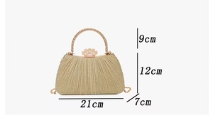 Borsa Clutch <span class=keywords><strong>da</strong></span> <span class=keywords><strong>Sera</strong></span> in Raso Plissettato con Chiusura a Corona di Diamanti e Perle, Tracolla Staccabile Dorata, Manico Superiore, Borse di Lusso <span class=keywords><strong>da</strong></span> Donna per Matrimoni - Product Image 6