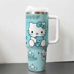 Nuevo Vaso Personalizado Kt, Botella de Agua de Acero Inoxidable, Vaso Aislado con Asa y Pajita de 40 oz, Hola - Product Image 3