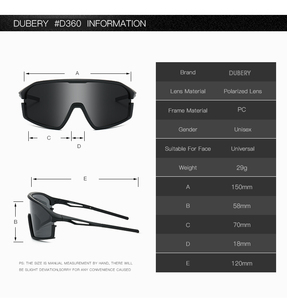 DUBERY 2026 Lunettes de soleil polarisées UV400 grandes tailles, haute qualité, pour sport et course, style oversize, Gafas De Sol Lunettes De Soleil - Product Image 6