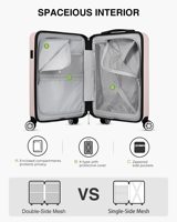 Bagages approuvés par la compagnie aérienne avec compartiment pour ordinateur portable, étui rigide pour PC avec port USB, valise de voyage à roulettes, léger (