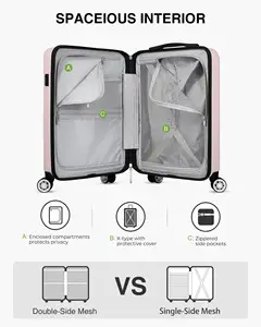 Luggage Airline Approved With Laptop Compartment PC Hard Case Luggage With USB Port Travel Suitcase With Wheels Lightweight