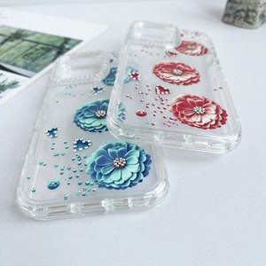 Hoa long lanh hoa thật sang trọng mới bán buôn đầy màu sắc chất lượng chống sốc Epoxy TPU khô cao trở lại mô hình điện thoại di động trường hợp - Product Image 5