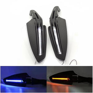 Deflector de Viento para Motocicleta de Carreras Modificado para Aventura, Protector Anticaídas con Luces LED, Cubierta de Manillar Bicolor Amarillo y Azul - Product Image 2