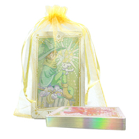 Impression personnalisée bord holographique oracle cartes de tarot français impression premium élégant divin tarot de fille avec jeu de cartes de dessin animé