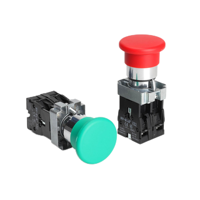 Interruttore a pulsante serie LA42 240V rosso con testa piatta/rotante 1NO+1NC impermeabile IP65 in plastica con ritorno a molla e arresto di emergenza