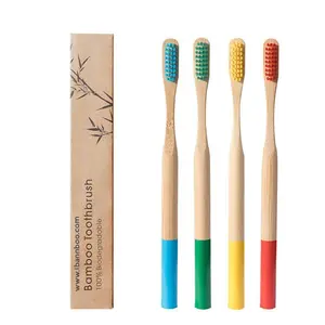 Eco friendly bamboo toothbrush with bamboo wooden case 100% biodegradable charcoal tooth brush for kids and adults BPA free