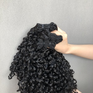 Capelli Umani Brasiliani Super <span class=keywords><strong>Double</strong></span> Drawn all'Ingrosso, Ricci Pixie, Colore Nero Naturale - Product Image 5
