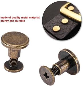 Sets Brass Flat Head Button <b>Studs</b> Mm Bronze Leathercraft Screw Rivets For Belts <b>Bags</b> Shoes Rotatable DIY Leather Hardware With N - Product Image 6