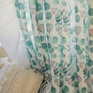 Moderna stampa digitale floreale in poliestere Look tessuto volant elegante tenda trasparente con tessuto tecnizie all'ingrosso formato corda - Product Image 6