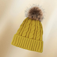 Nouveau bonnet en laine épaisse coupe-vent automne/hiver, tricot torsadé, pompon brodé, logo personnalisable, tendance