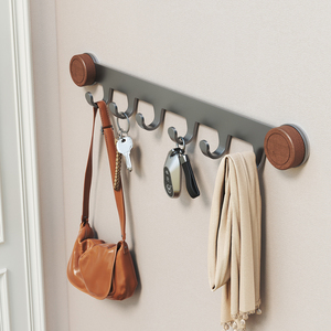 Ensemble d'accessoires de salle de bain en bois haut de gamme moderne, sans perçage, crochets à ventouse pour bijoux, pot, four à <span class=keywords><strong>micro</strong></span>-<span class=keywords><strong>ondes</strong></span>, rangement <span class=keywords><strong>mural</strong></span> - Product Image 4