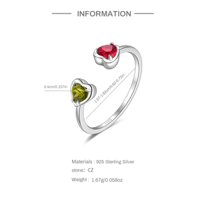 CANNER 925 <b>Silver</b> 5A Cubic Zirconia Double Heart <b>Ring</b> 18K Gold Plated <b>Adjustable</b> Heart <b>Ring</b> for Women Valentine's Day Wedding - Product Image 6