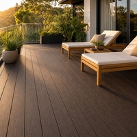 Planches de terrasse en composite WPC creuses antidérapantes à emboîtement, imperméables, ignifuges, surface imitation bois, pour extérieur