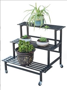 Porte-fleurs en fer Double couche de luxe nouveau carton d'échelle de balcon amovible au sol - Product Image 6