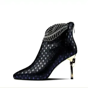 Sapatos de salto alto estilo strass femininos, sapatos de noiva de 8cm pretos para escritório 2022