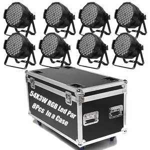 High Bright 8Pcs/Lot 54X3W RGB 3 IN 1 Color Led Par Lights Flight Case DJ Disco Led Parcans Stage Lighting Party KTV Lamp