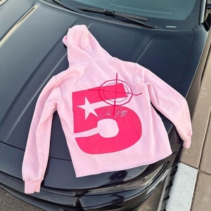 Sweat à capuche personnalisé de haute qualité avec impression 3D en relief, ourlet brut, pull à capuche délavé à l'acide, lourd, vintage, coupé et cousu - Product Image 4