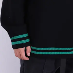 Custom LOGO OEM ODM Men Sweater Pullover Letter Jacquard Knit Top Long Sleeve Knitted Men Clothes Knitwear Cotton Men Sweater