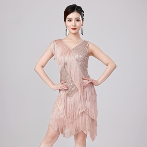 Robe de danse pour femmes, robe sans manches à col en V, robe de salsa latine, tango, swing, performance, style Great <span class=keywords><strong>Gatsby</strong></span>, costume de soirée cocktail - Product Image 3