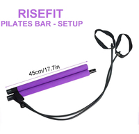 Kit de barre de Pilates avec bandes de résistance, barre d'exercice de Pilates portable réglable en 2 sections, barre de fitness en TPE pour la maison et la salle de sport