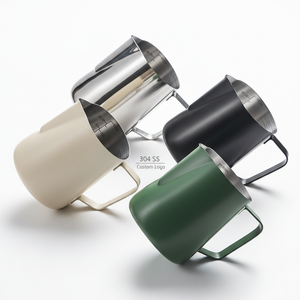 Brocca per Montare il Latte in Acciaio Inox 304 con Logo Personalizzato, Caraffa per Schiumare il Caffè Espresso per Baristi - Product Image 1