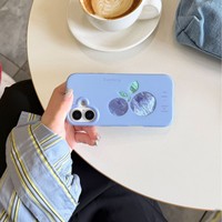 Coque de protection créative anti-chute avec lanière courte et breloque mignonne Myrtille pour iPhone 18 Pro Max, compatible iPhone 17 16 15 14 13