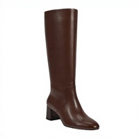 Bottines à talon épais pour femmes, style western, bout rond, en PU noir, semelle intérieure en EVA, fermeture à glissière